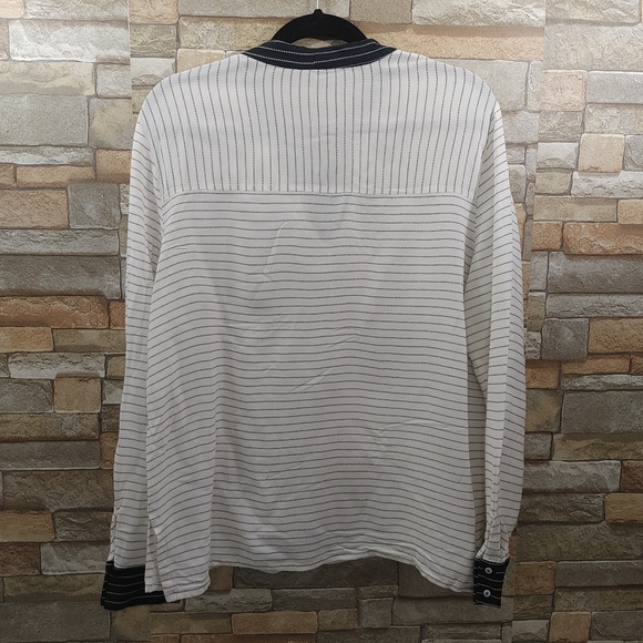 Zara Basic Tunic Blouse Bow Tie Blue/White XL - Picture 3 of 8